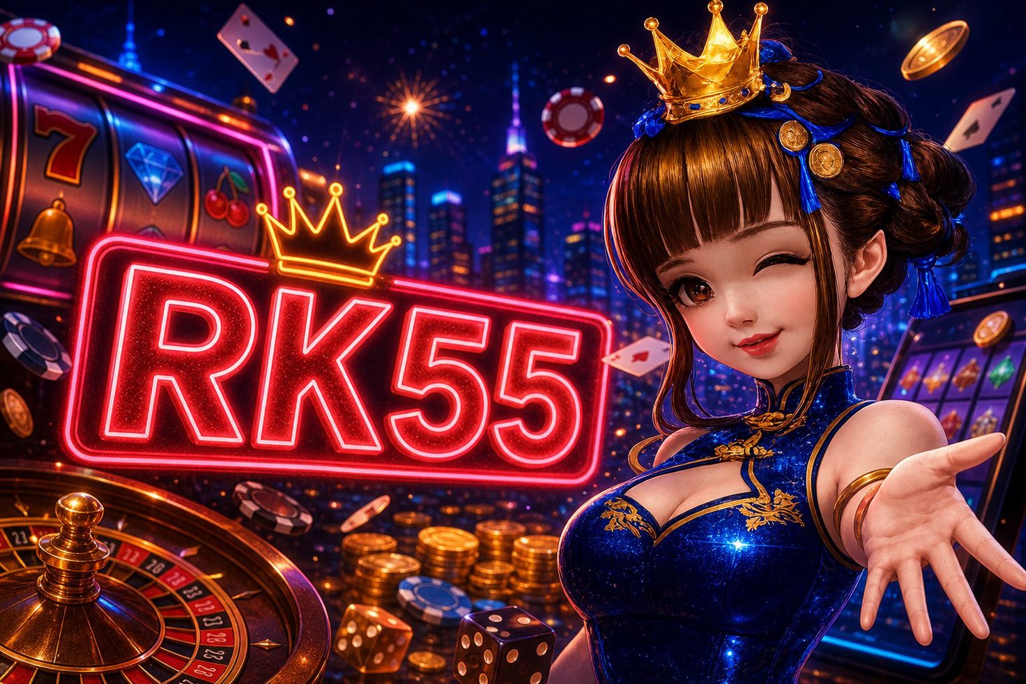 Tampilan area atas halaman Starlight Princess RK55 dengan nama permainan dan ikon akun